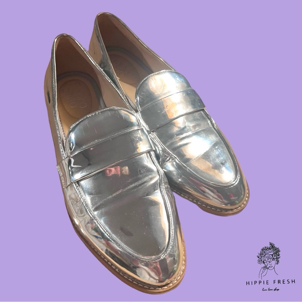 Franco Sarto Hudley Silver Loafers  Size 8.5